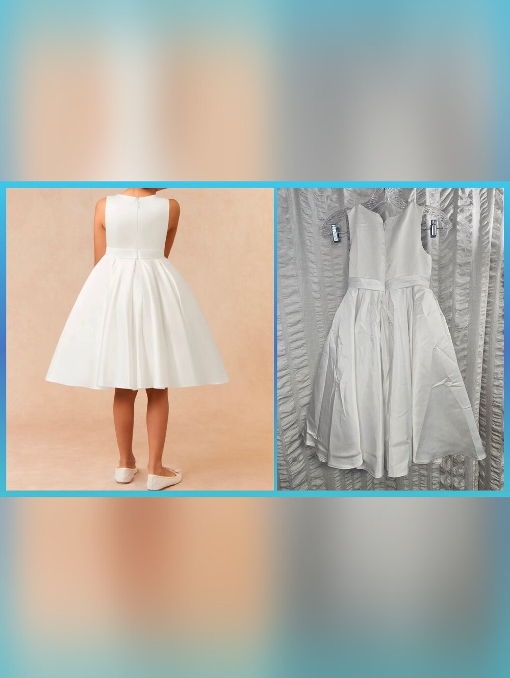 Azazie Coco Flower Girl Communion Pageant White A-Line Bow Matte Satin Dress - Picture 3 of 15